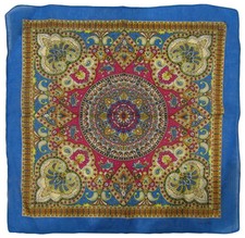 22"x22" Ornate Paisley Mosaic Multi Color Blue 100 Cotton Bandana Bandanna