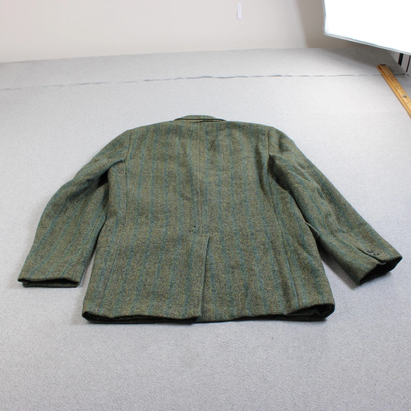 Vintage Harris Tweed Blazer Mens 42 Green Stripe Wool Sport Coat Heritage READ image 2