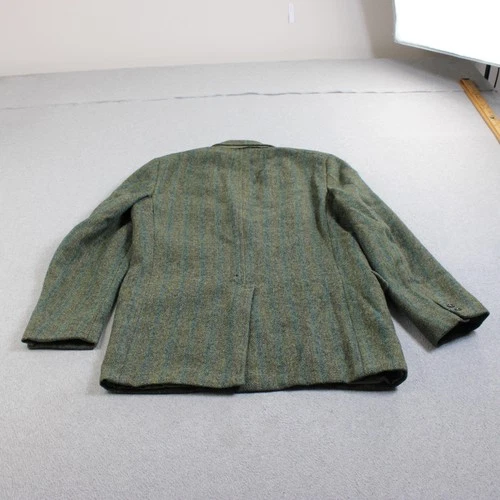 Vintage Harris Tweed Blazer Mens 42 Green Stripe Wool Sport Coat Heritage READ image 2