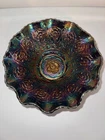 Fenton Bowl Amethyst Persian Medallion Carnival Glass Ruffled Edge VTG Dish EUC