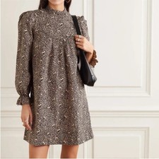 DOEN Marabella Dress Size XS Black Prancing Fawn Floral Tan