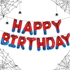 Spider Theme Happy Banner Party Decorations Balloons Letters Signs Superhero ...