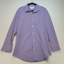 Mizzen Main Leeward Shirt Mens XL Purple Blue Gingham Excellent Trim Fit L-10007