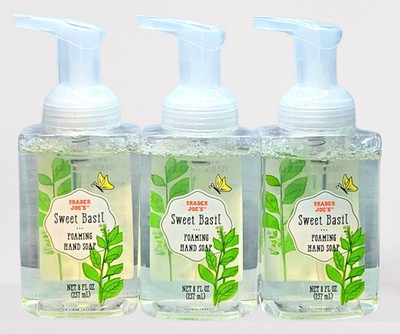 (3) Trader Joe's 8 oz SWEET BASIL Foaming Hand Soap Limited Edition Spring *NEW*