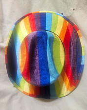 Multicolor Rainbow Stripe Cowboy/Western Costume Hat One Size Polyester