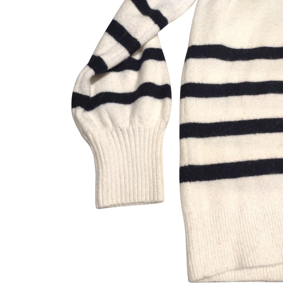 Suéter Michael Kors Blanco Negro Bretón Rayas Cuello Alto Lana Bebé Alpaca Nylon Foto 3 de 4