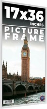 17x36 Frame White Wood Picture Photo Frame with UV Acrylic and Acid Free Backing