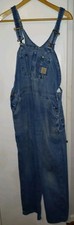 Carhartt Bib Overalls Men's 42x32 Denim Carpenter R07 DST Blue Distressed