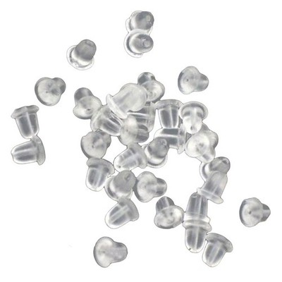 200pcs Kunststoff Clear Clearring Backs Backings (weiß) Ohrringrücken Plastik