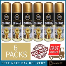 6 x GOLD METALLIC SPRAY PAINT 200ML CHRISTMAS AEROSOL FOR WOOD METAL PLASTIC NEW