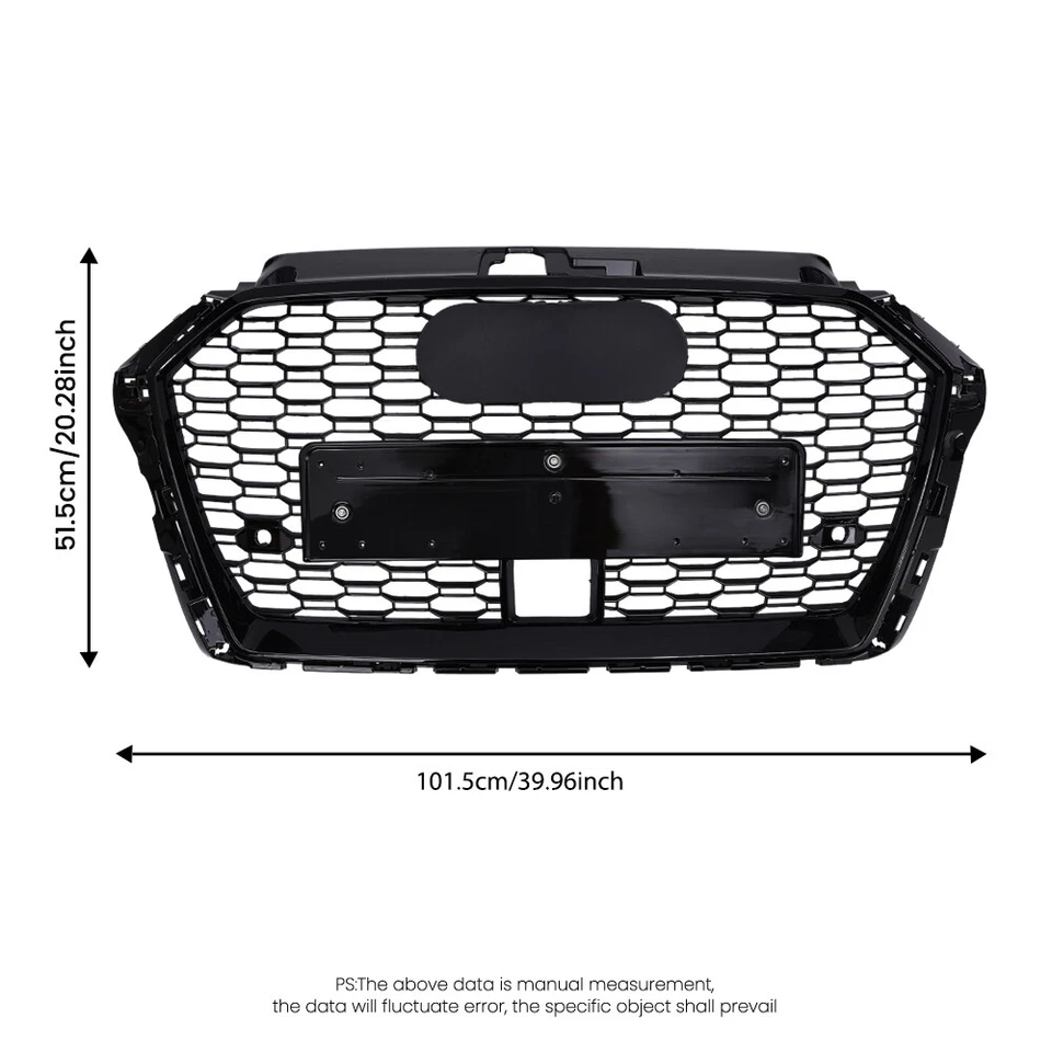 Parrilla delantera estilo panal Quattro para Audi A3 8V RS3 17-20 negro brillante Foto 2 de 4