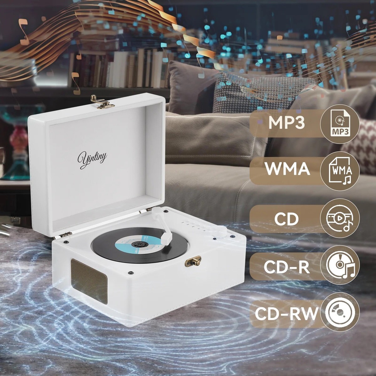 White Leather Suitcase CD Player | eBay