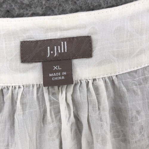 Blusa J Jill Top Mujer Extra Grande Blanca Texturizada Abotonada Manga Larga Raglán - Imagen 5 de 10
