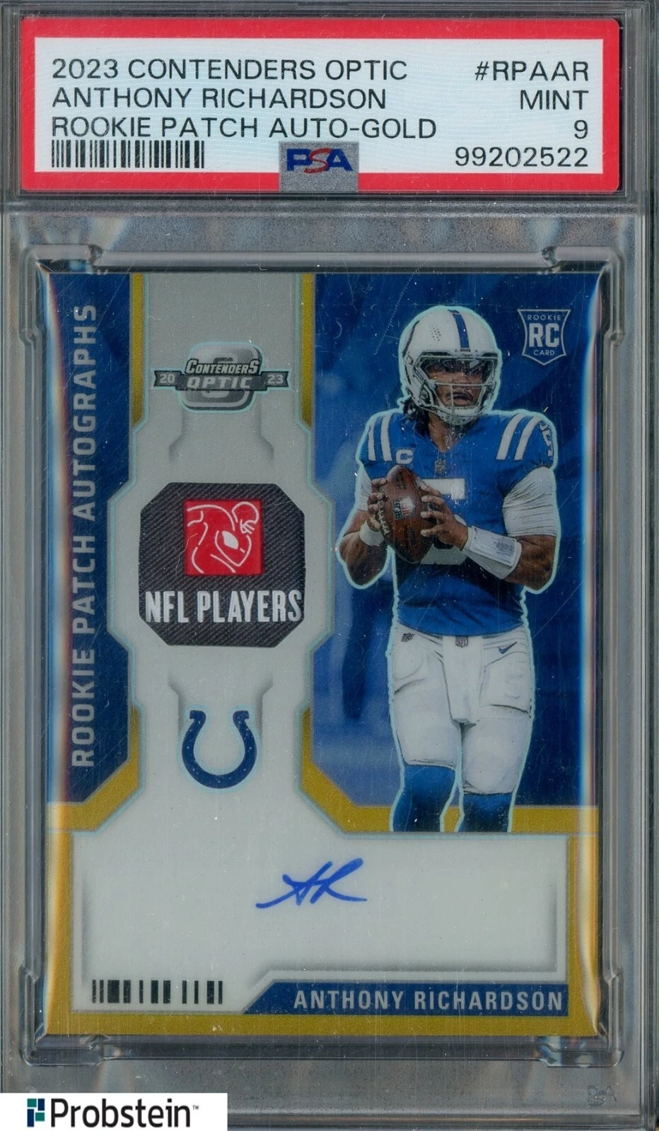 Anthony Richardson Panini Contenders Optic Rookie Patch Autographs #RPAAR Gold