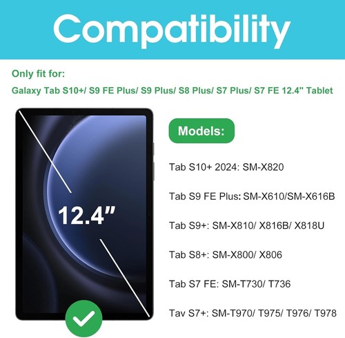 2 Pack Screen Protector for Samsung Galaxy Tab S10+/S9+/S9 FE+/S8+/S7+ 12.4 inch - Picture 2 of 7