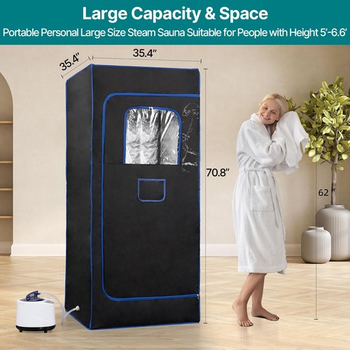 Super Large 1500W 3L Full Size Portable Steam Sauna Personal Home Spa w/ Remote - Picture 10 of 12