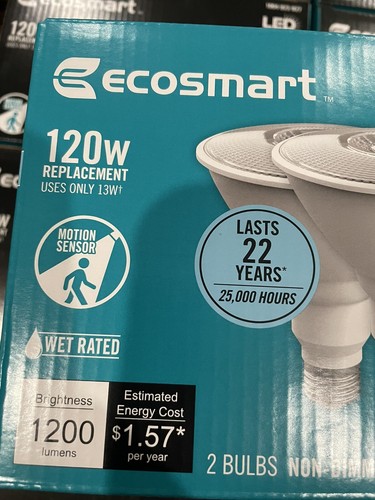 8X 2 PK EcoSmart 120-W (13W)PAR38 LED Motion Sensor Flood Light Daylight - Picture 4 of 9