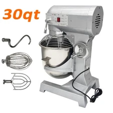 30qt Flour Mixer Dough Kneading Machine 3 Stick Paste Maker Removable Bucket