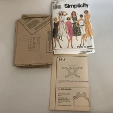 Simplicity 8412 Uncut Summer DRESS Pattern  Easy Full Or Slim Skirt 8 10 12 14