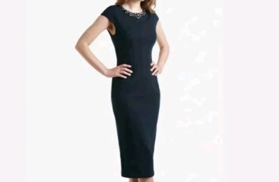 TED BAKER BLACK ~ Elenna Embellished Bodycon Midi Dress SIZE 5 (UK) 16 NEW  | eBay UK