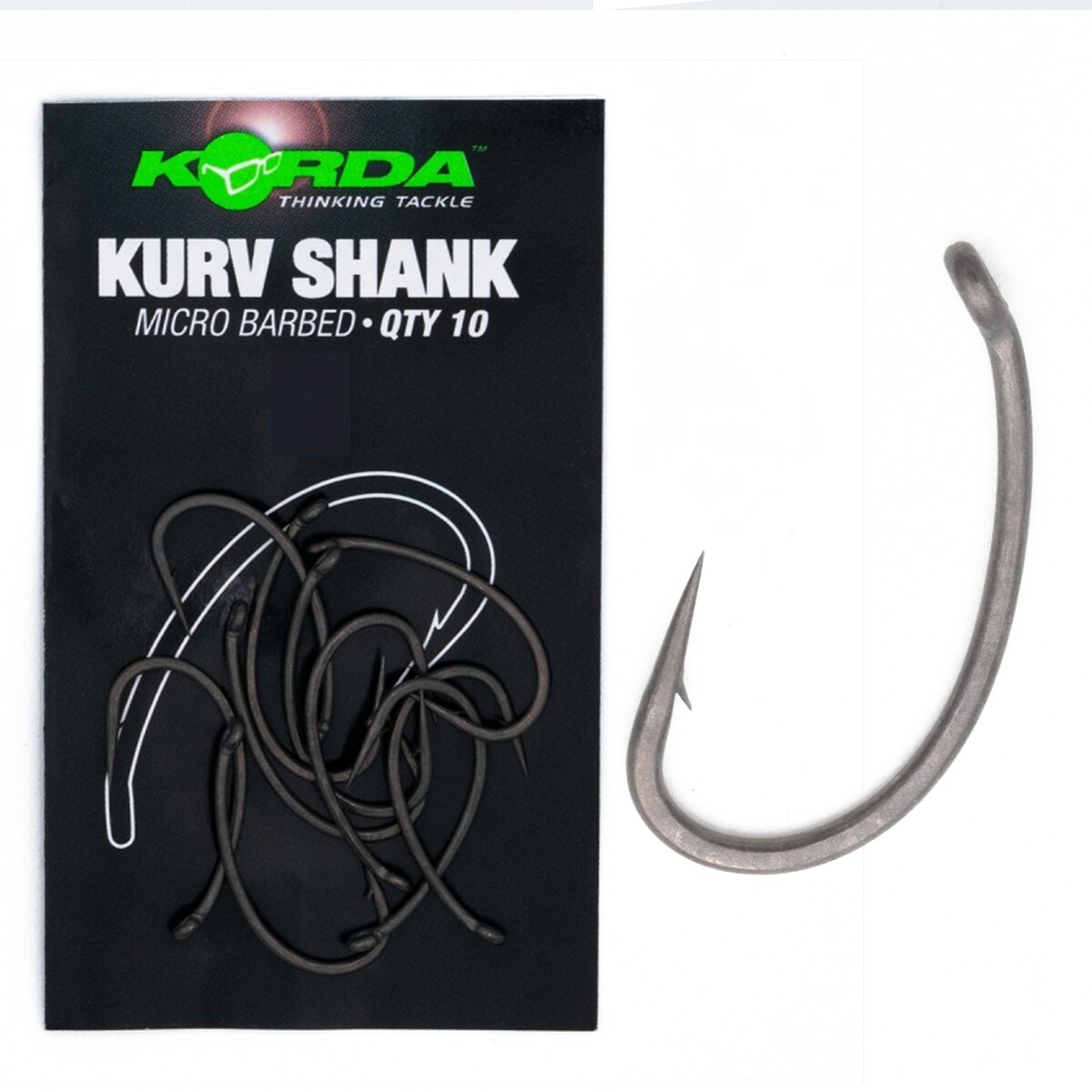 Korda Kurv Shank Barbless Hook Size 8 Pop Up and Bottom Bait Rigs Pack of 10