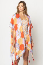 Anthropologie Women's Leaf Print Resort Beach Cover Up Kimono Cardigan