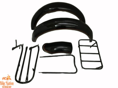 FIT FOR NORTON 16H BLACK PAINTED FENDER SET & STAYS WITH DUAL OUTLINE
