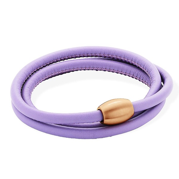 Xen Lederarmband Flieder Mit Magnetverschluss Rosè Vergoldet LäNgen Zur Wahl-image