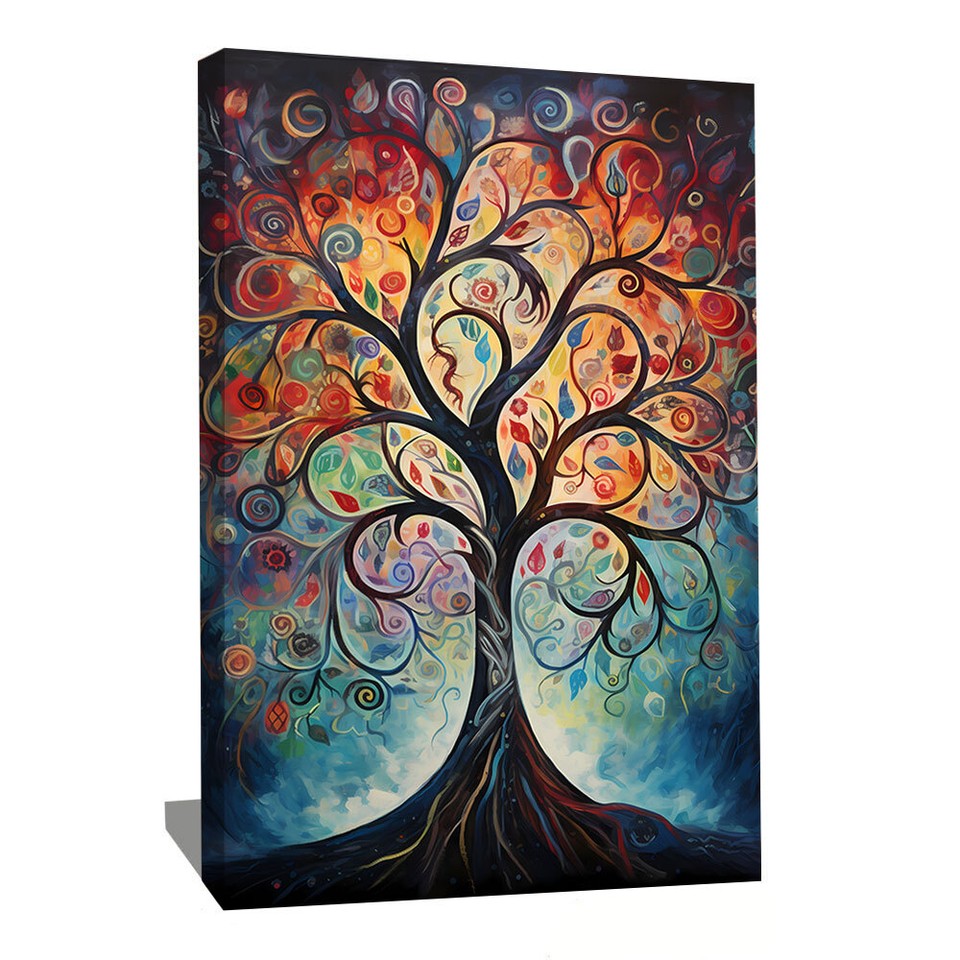 Large Tree Of Life Wall Decor Pop Art Painting Canvas Framed Modern