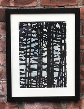 Original Eve Stockton Woodblock And Monoprint. Reservoir Study 1. Signed