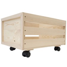 Valigetta per dischi in legno su ruote struttura traforata rovere chiaro