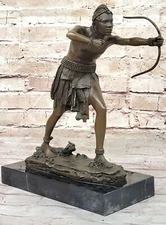 Signed Miguel Lopez Sculpture: Native American Warrior Chief Fine Artwork Gift N