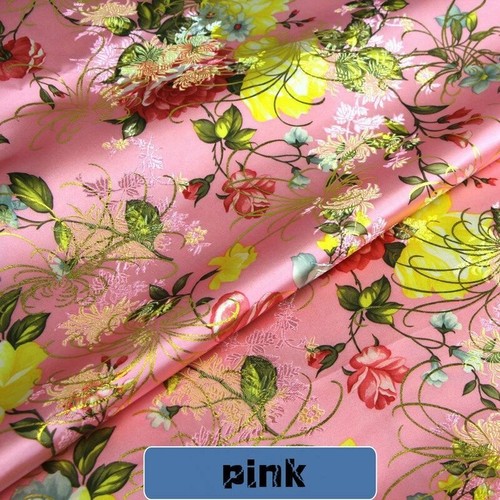 Damask Chinese Embroidery Flower Brocade Silky Satin Fabric Jacquard Blossom New - Picture 5 of 18