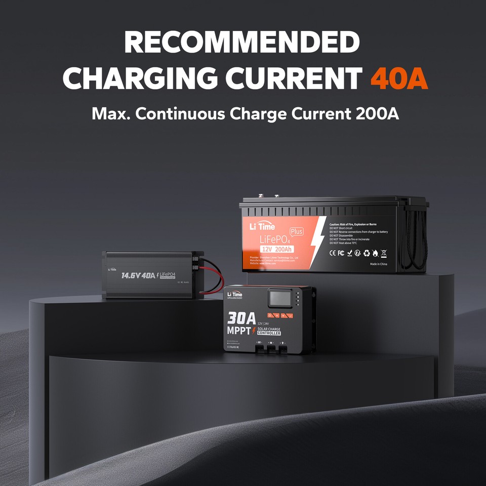 LiTime LiFePO4 Lithium Battery 12V 200Ah PLUS 200A BMS for RV Solar Off ...