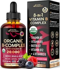 USDA Organic Vitamin B-Complex B5 Pantothenic Acid , B Complex Liquid Dro