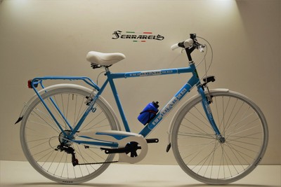 Bici trekking 28 uomo city bike 6v shimano azzurra e bianca  personalizzabile | eBay