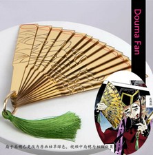 Demon Slayer Kimetsu no Yaiba Douma Cosplay Fan Prop Acrylic Gold Fan Foldable
