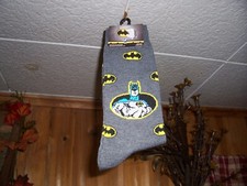 BATMAN MENS SOCKS FOR SHOE SIZE 6-12 GRAY WITH BATMAN DESIGNS 17 INCH LENGTH NEW