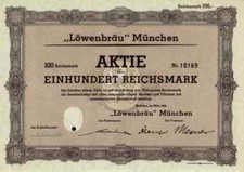 L&ouml;wenbr&auml;u M&uuml;nchen 1942 Spatenbr&auml;u Bad T&ouml;lz Inning Aichach 100 Reichsmark