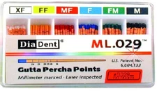 DiaDent Milimeter Marked Lasered ML.029 Gutta Percha Points All Accessory Sizes