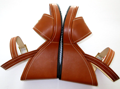 NEW Jimmy Choo London JC Wedge Leather sandals 110 OVJC Tan
