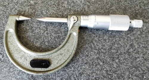 Mitutoyo 112-225, 0 - 1" X .001" Point Micrometer, Ratchet, 30 Deg. Steel Points