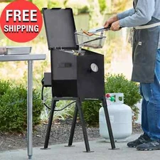 4 Gal Steel Liquid Propane Outdoor Deep Fryer Fries Fish Meat 90,OOO BTU w Stand