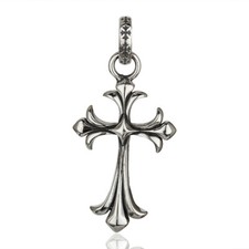 Fleur De Lis Designer Oxidized 925 Silver Cross Charm Pendant Jewelry