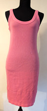 New Monrow sz L Scoop Neck Tank Dress hot pink knit ribbed stretchy 4522