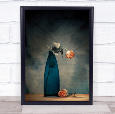 Rose Decay Flower Vase Still Life Wither Withered Dead Death Wall Art Print