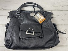 KIDSLINE Large Black Faux Leather w Shoulder Strap  Baby Bag  Diaper Bag NWT