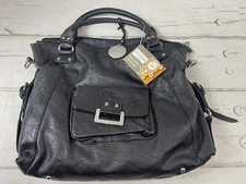 KIDSLINE Large Black Faux Leather w Shoulder Strap  | Baby Bag | Diaper Bag NWT