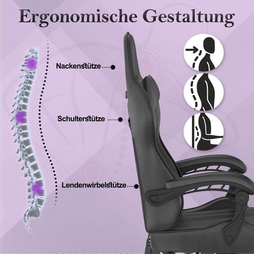 Gaming-Stuhl Bürostuhl mit Rollen Schreibtischstuhl Höhenverstellbar Max 135kg - Bild 2 von 17