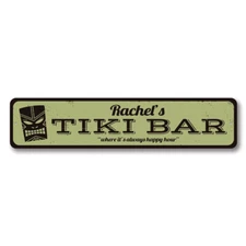 Custom Tiki Bar Sign Personalized Shop Name Plaque Always Happy Hour Wall Decor